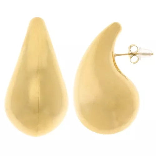 Boucles d'oreilles grosse goutte dorées intemporelles IHANA - acier inoxydable (paire de 2)