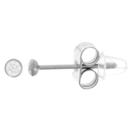 Puces d'oreilles avec oxyde de zirconium argentées intemporelles IHANA - acier inoxydable (paire de 2)