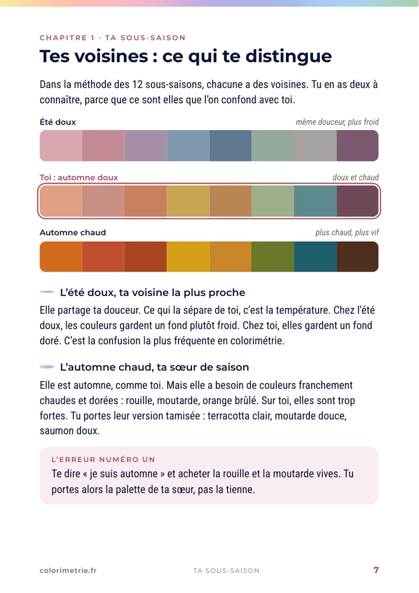 Guide automne doux, page 7 : tes voisines, ce qui te distingue