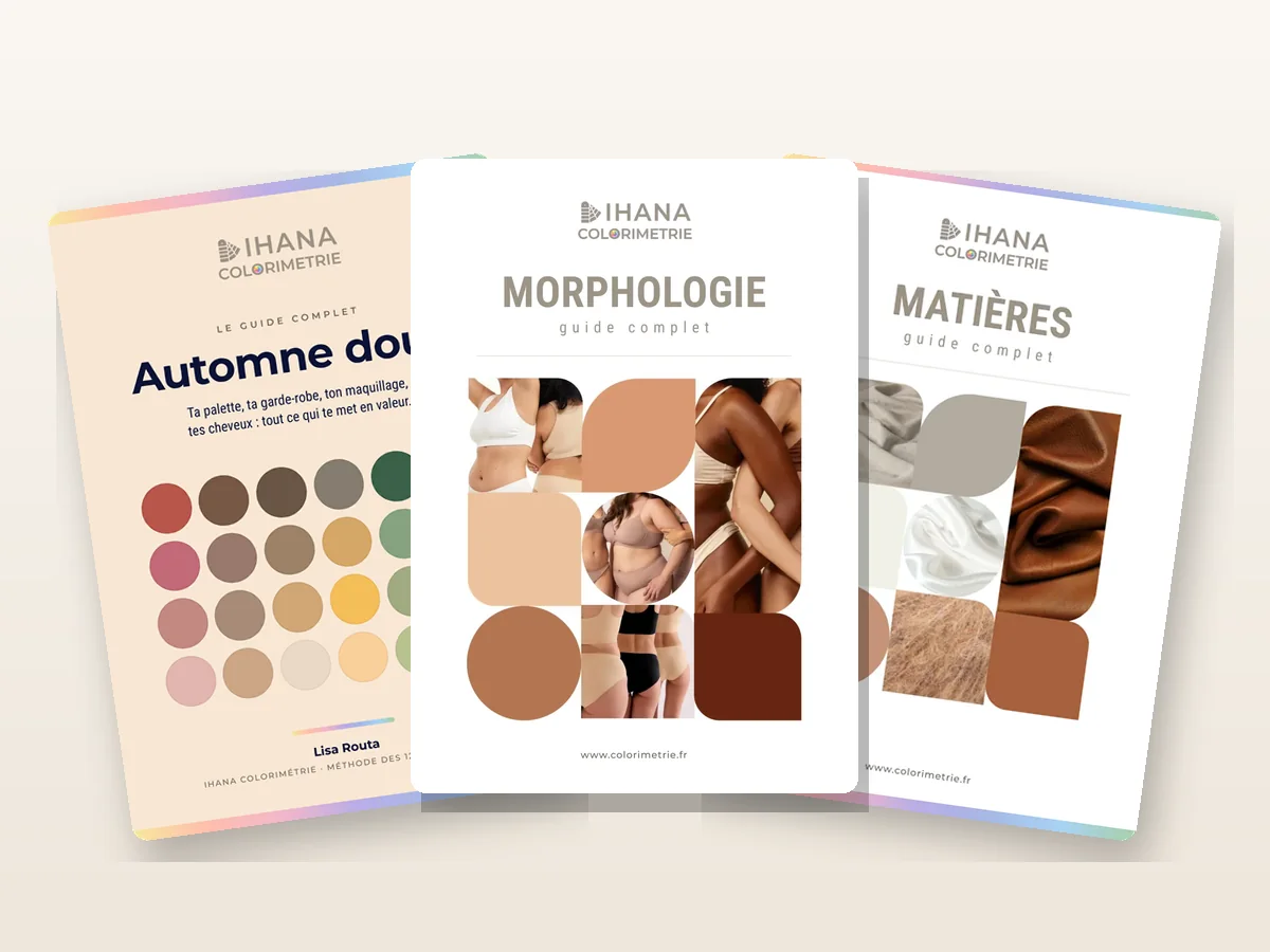 Les trois guides du kit : le guide de ta sous-saison, le guide morphologie et le guide des matières