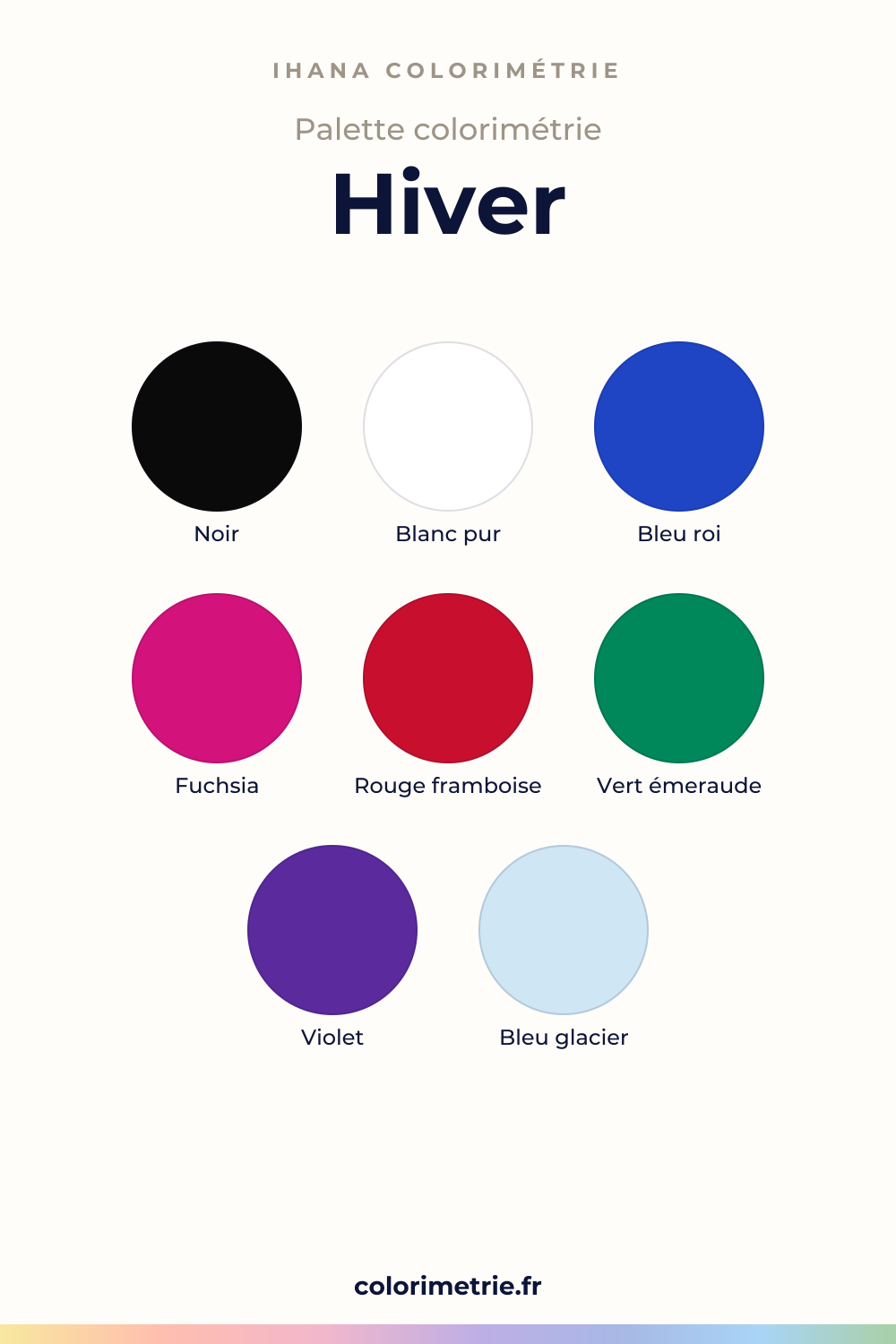Palette colorimétrie hiver : nuancier des couleurs à porter