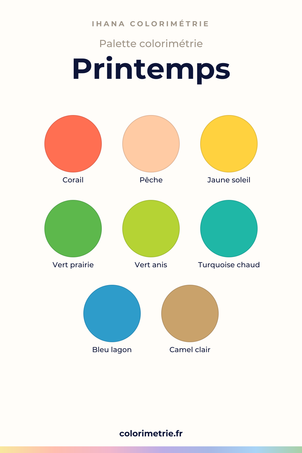 Palette colorimétrie printemps : nuancier des couleurs à porter